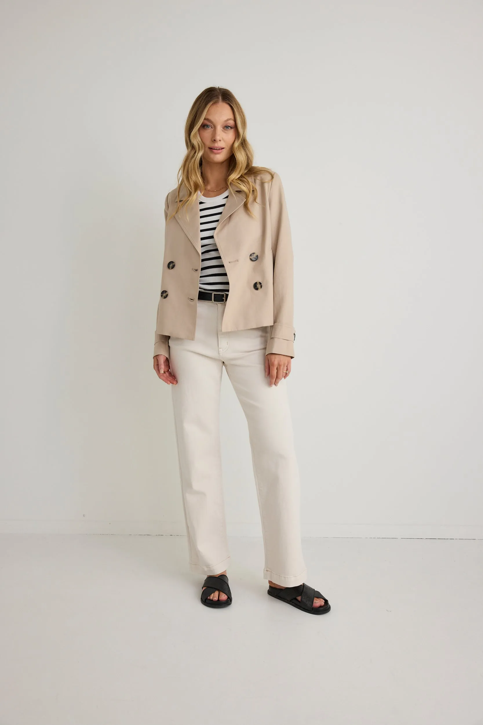 Pathway Taupe Cropped Trench Jacket - Preorder
