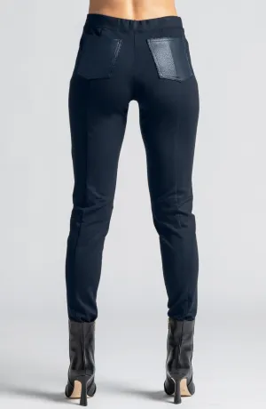PAULA RYAN Leather Trim Roma Jean - Navy
