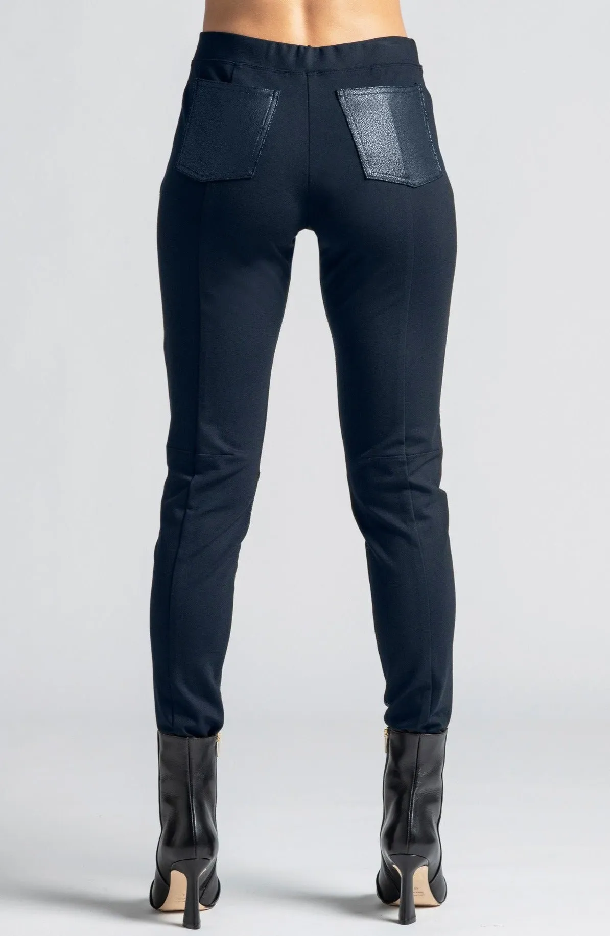 PAULA RYAN Leather Trim Roma Jean - Navy