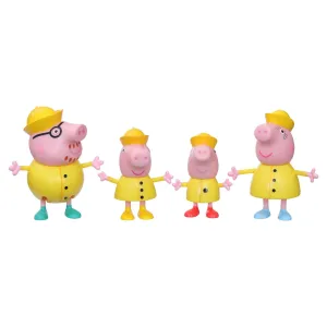 Peppa Pig Peppa’s Adventures Peppa’s Family Rainy Day Figure 4-Pack Playset, Ages 3 and Up