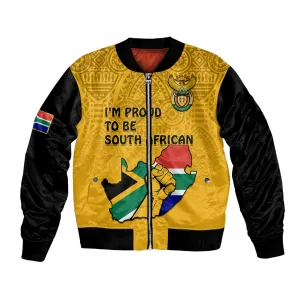 Personalised South Africa Bomber Jacket African Pattern Happy Freedom Day Yellow Version LT14