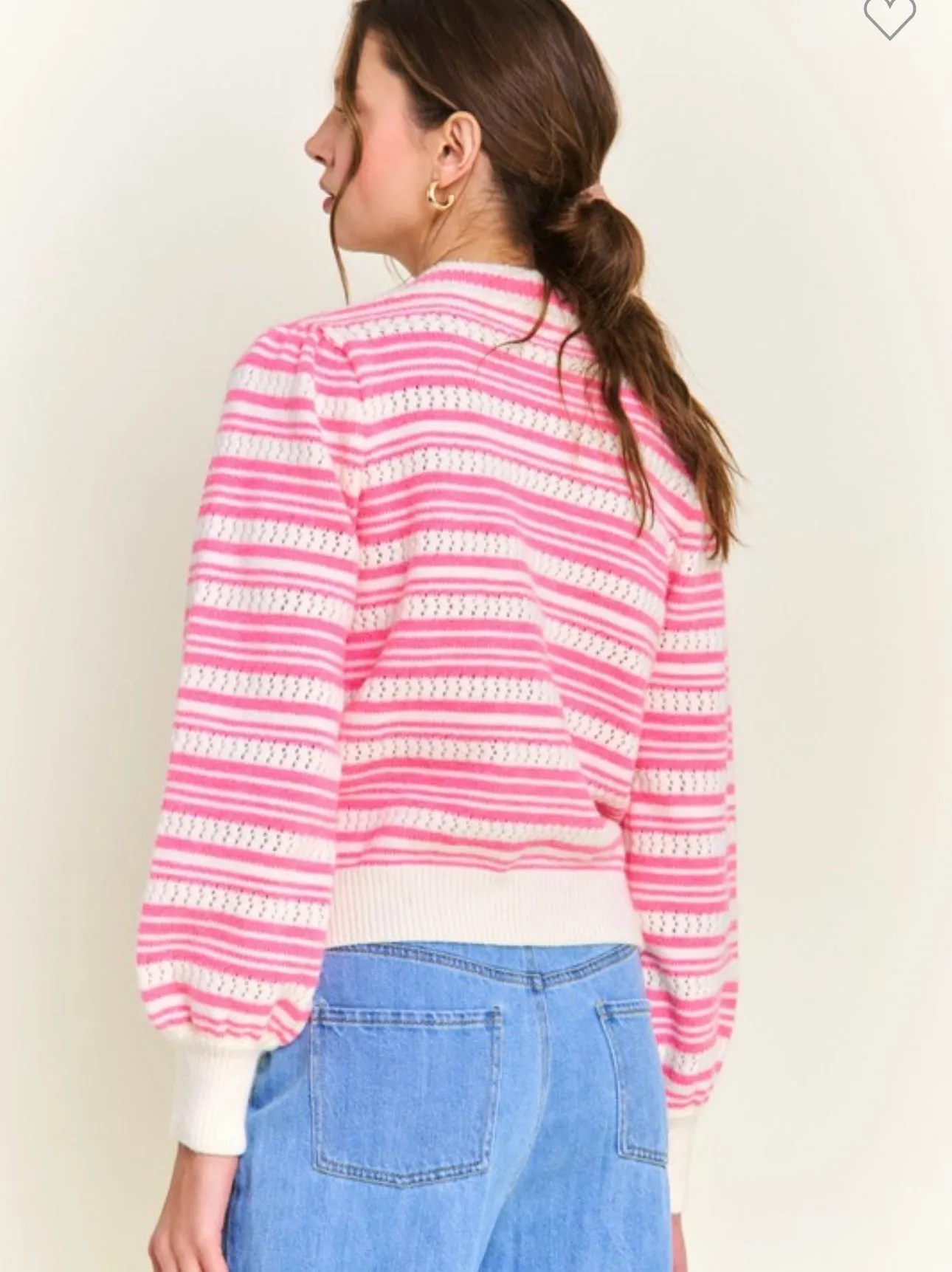 Pink Bow Striped Cardigan