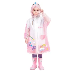 Pink Unicorn print Transluscent Raincoat for Kids