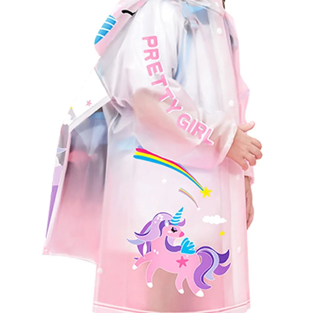 Pink Unicorn print Transluscent Raincoat for Kids