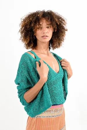 POINTELLE CROP CARDIGAN