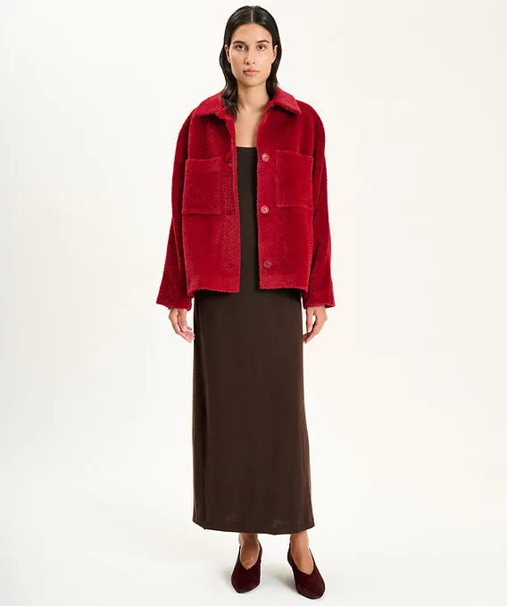 red collar jacket wool