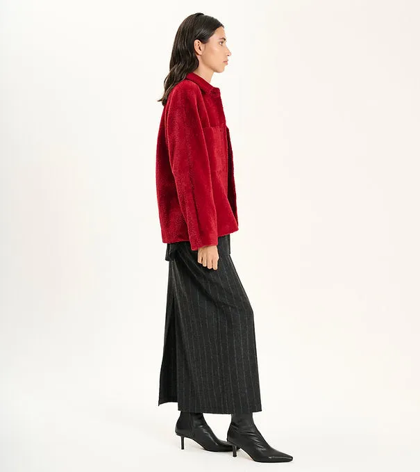 red collar jacket wool