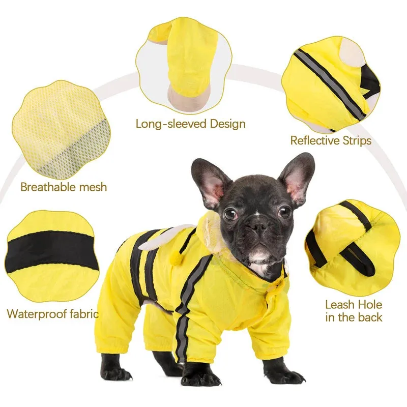Reflective Hooded Cute Dog Raincoat