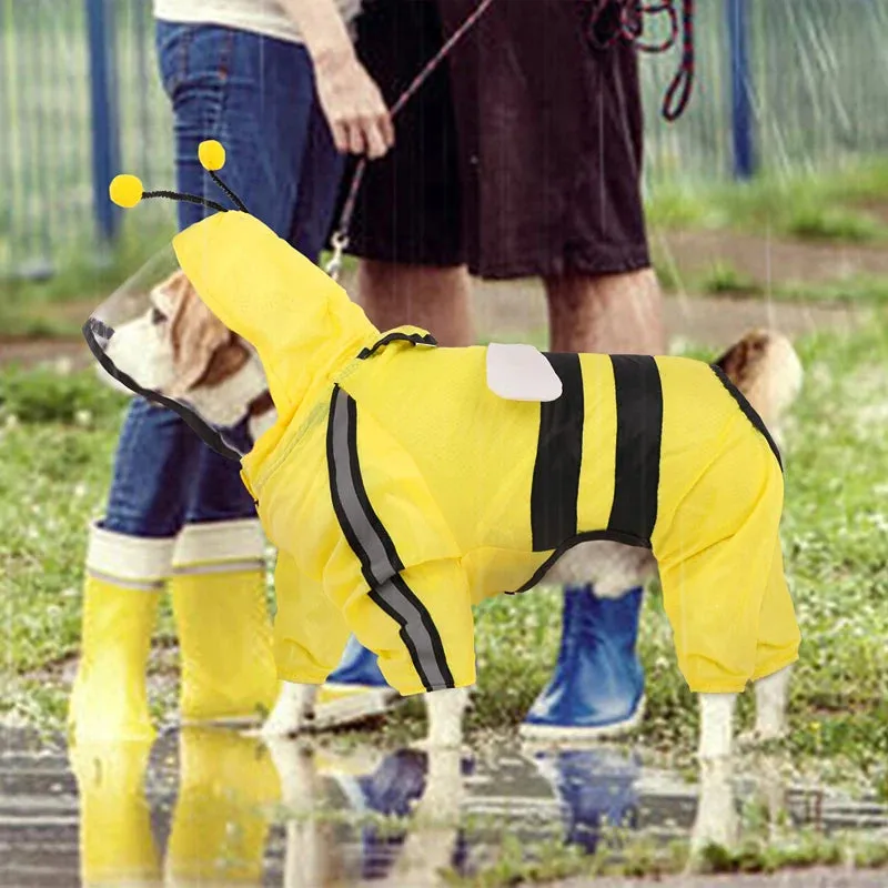 Reflective Hooded Cute Dog Raincoat