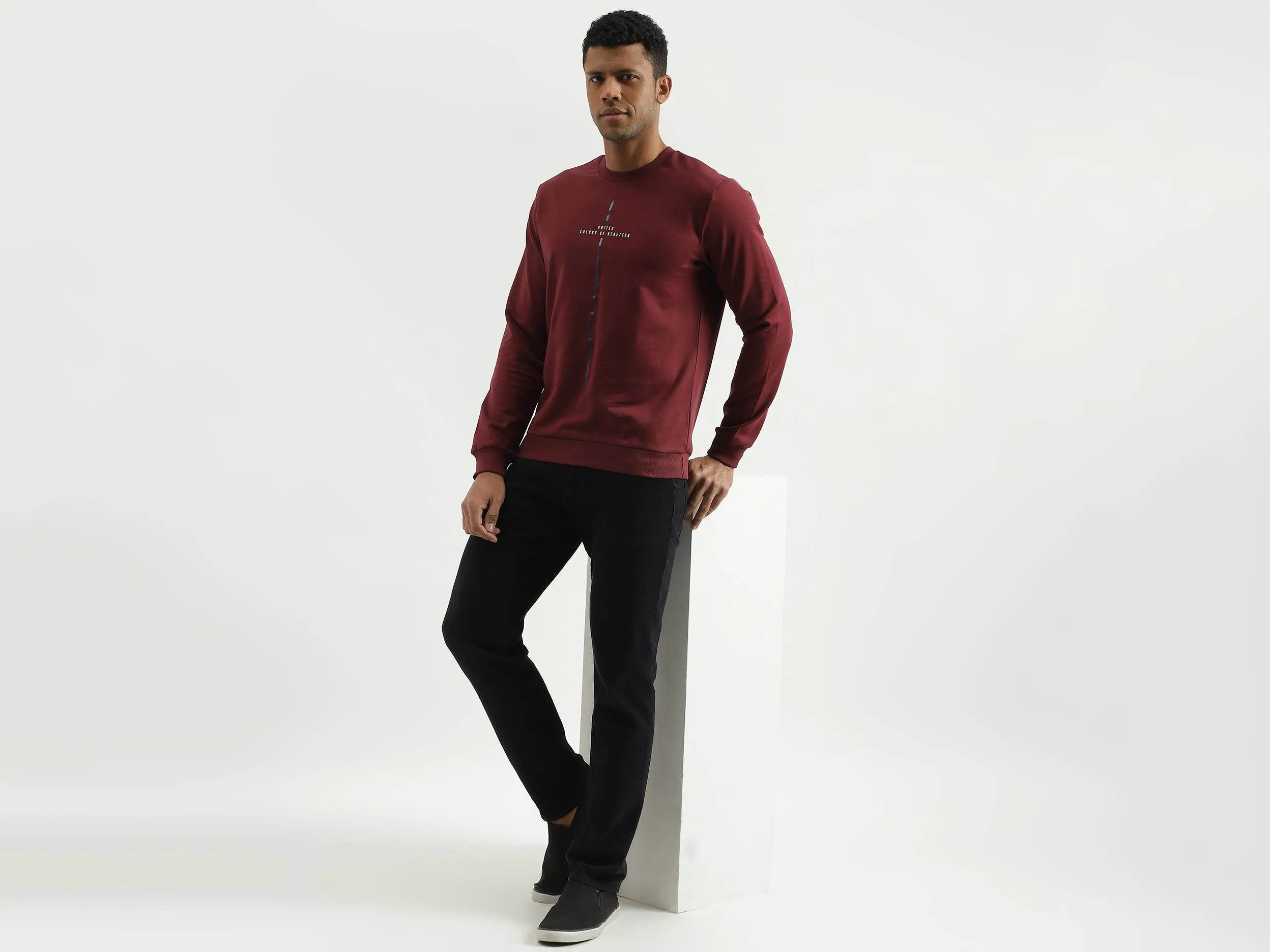 Regular Fit Round Neck Solid Sweatshirt