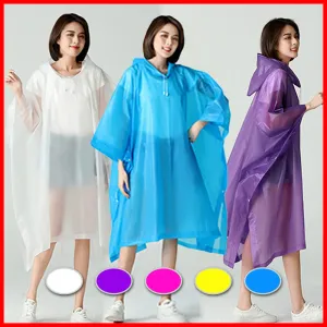 Reusable Portable Rain Coat Suit - Rainwear Poncho Cloak with Hood for Men and Women