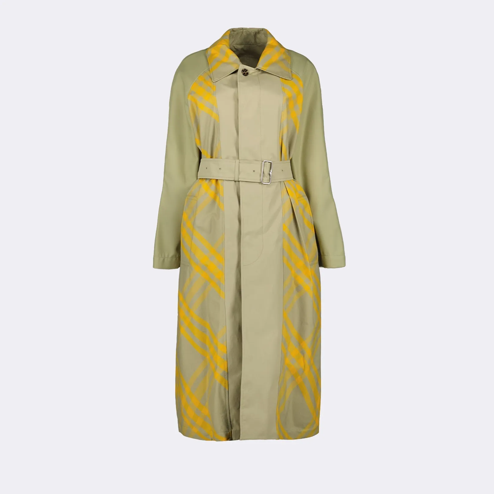 Reversible Yellow Check Trench Coat