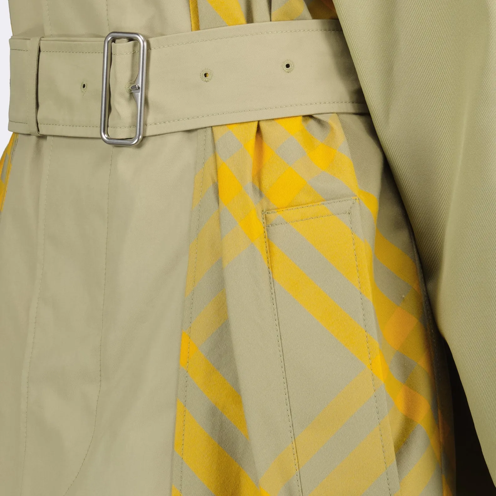 Reversible Yellow Check Trench Coat