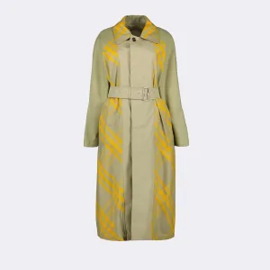 Reversible Yellow Check Trench Coat