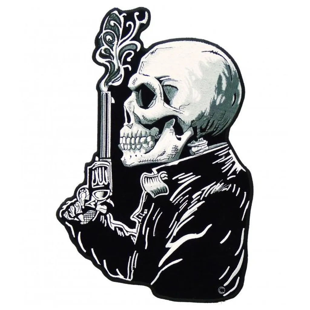 Revolver skull selkämerkki
