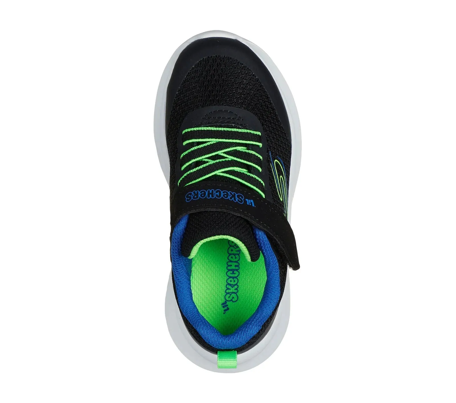 Skechers “Dynamic”Swift Machine Washable Sneakers in Black /Blue/Lime: Size 10.5 to 5