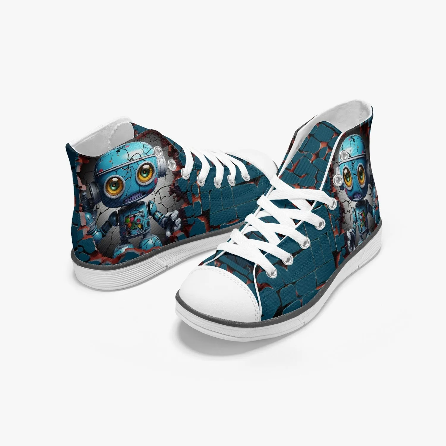 Smash & Dash: 3D Robot High-Tops Canvas Shoe for Boys