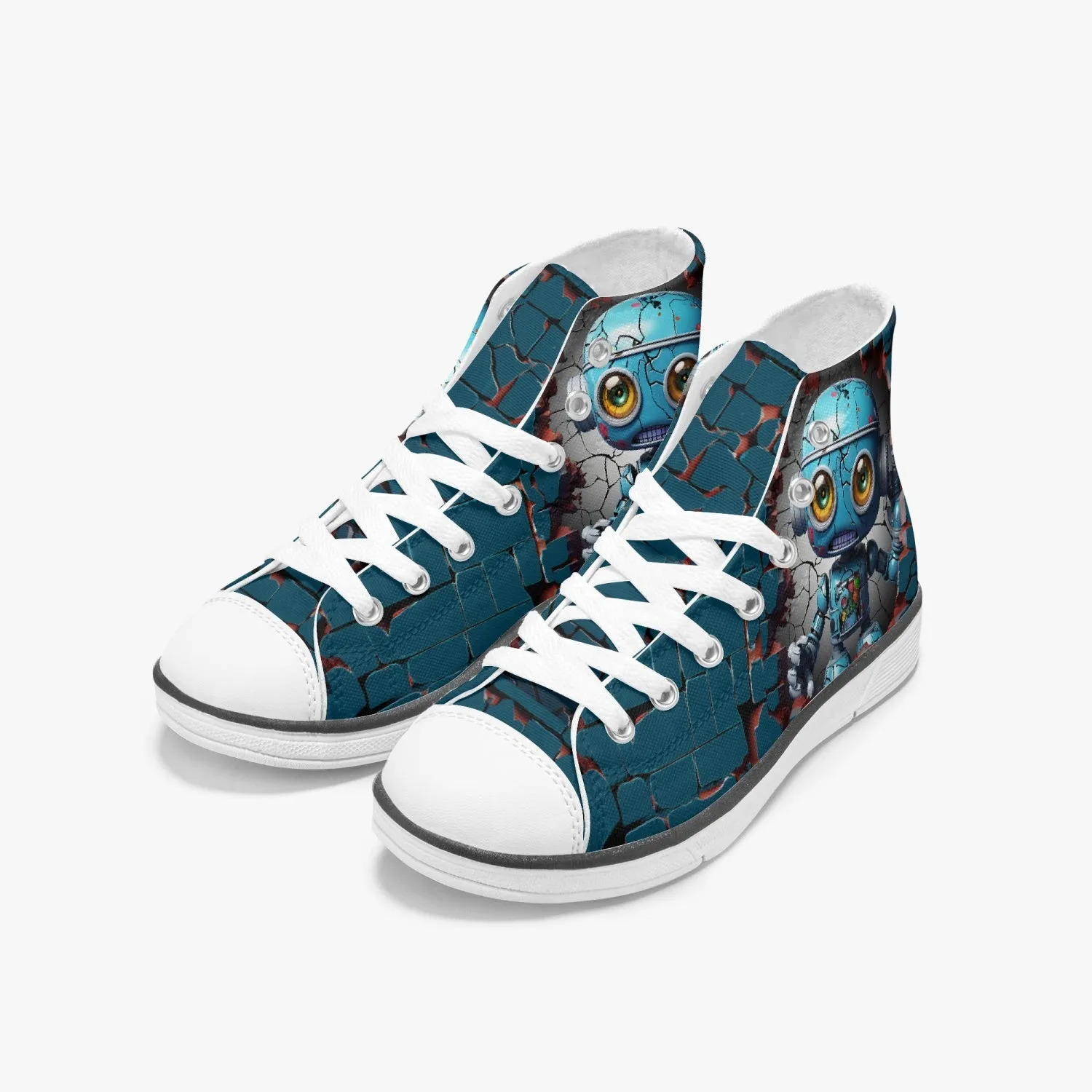 Smash & Dash: 3D Robot High-Tops Canvas Shoe for Boys
