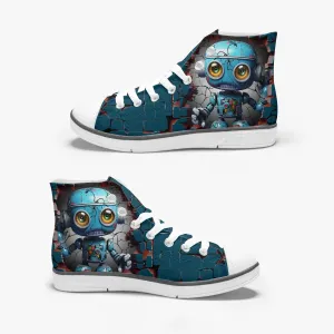 Smash & Dash: 3D Robot High-Tops Canvas Shoe for Boys