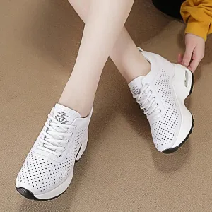 Sneakers Chunky Shoes Cow Leather 10cm Platform Wedge