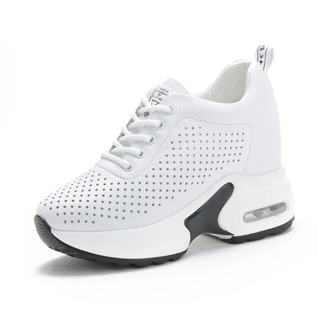 Sneakers Chunky Shoes Cow Leather 10cm Platform Wedge