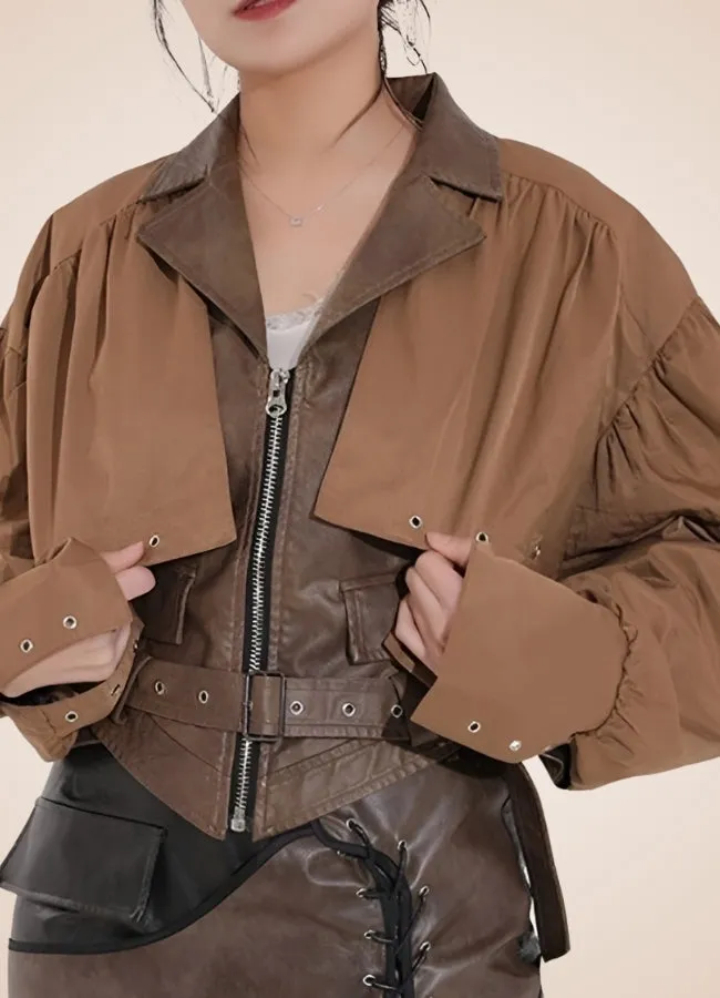 Steampunk Leather Crop Top Jacket