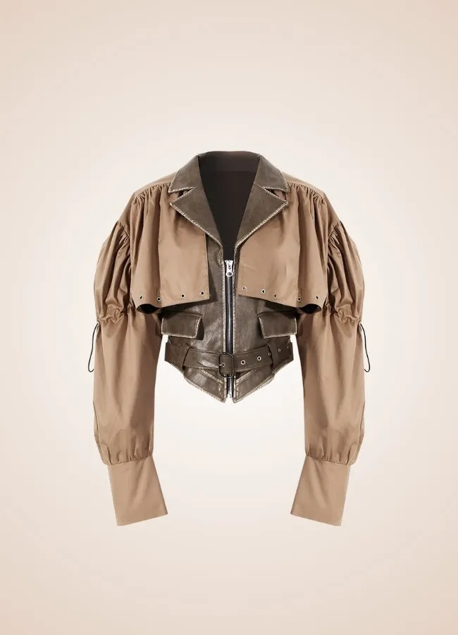 Steampunk Leather Crop Top Jacket