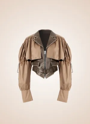 Steampunk Leather Crop Top Jacket