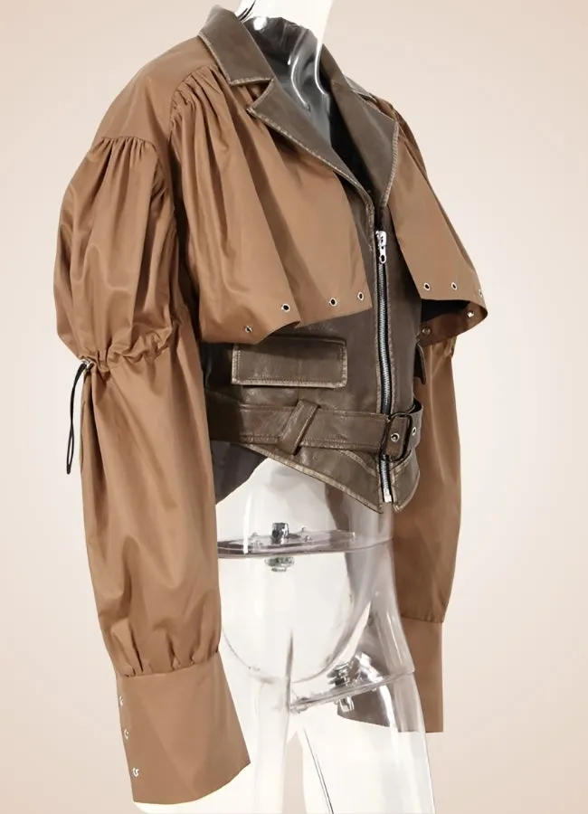 Steampunk Leather Crop Top Jacket