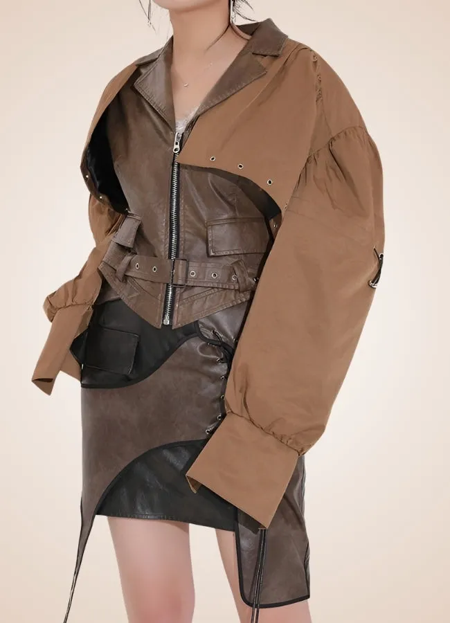 Steampunk Leather Crop Top Jacket