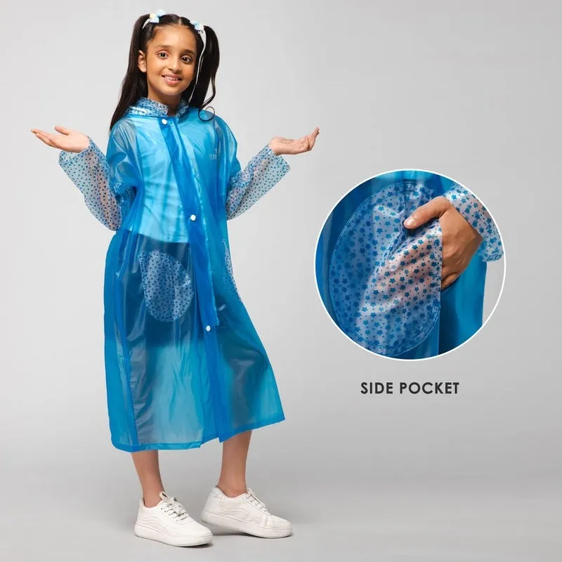 THE CLOWNFISH Storm Shield Series Unisex Kids Waterproof Single Layer PVC Longcoat/Raincoat with Adjustable Hood. Age-9-10 Years (Transparent White)