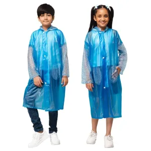 THE CLOWNFISH Storm Shield Series Unisex Kids Waterproof Single Layer PVC Longcoat/Raincoat with Adjustable Hood. Age-9-10 Years (Transparent White)