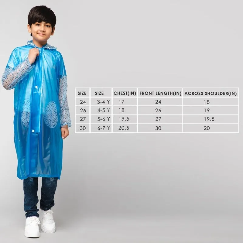 THE CLOWNFISH Storm Shield Series Unisex Kids Waterproof Single Layer PVC Longcoat/Raincoat with Adjustable Hood. Age-9-10 Years (Transparent White)