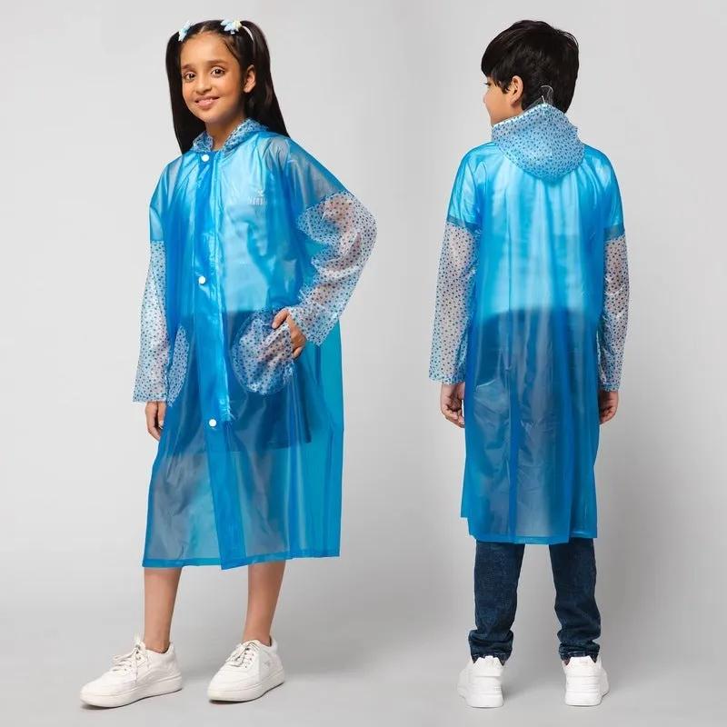 THE CLOWNFISH Storm Shield Series Unisex Kids Waterproof Single Layer PVC Longcoat/Raincoat with Adjustable Hood. Age-9-10 Years (Transparent White)