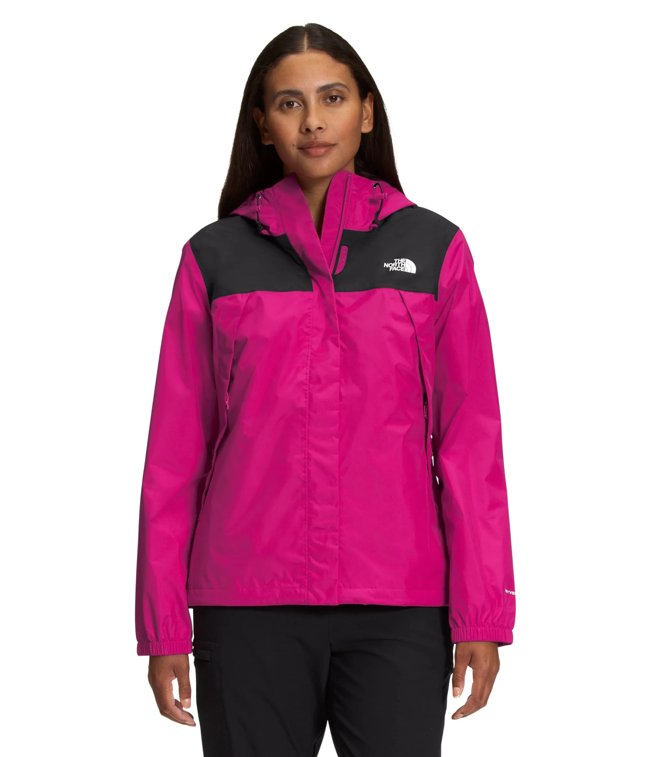 THE NORTH FACE Women's Waterproof Antora Jacket (Standard and Plus Size), TNF Black/Fuschia Pink, 3X