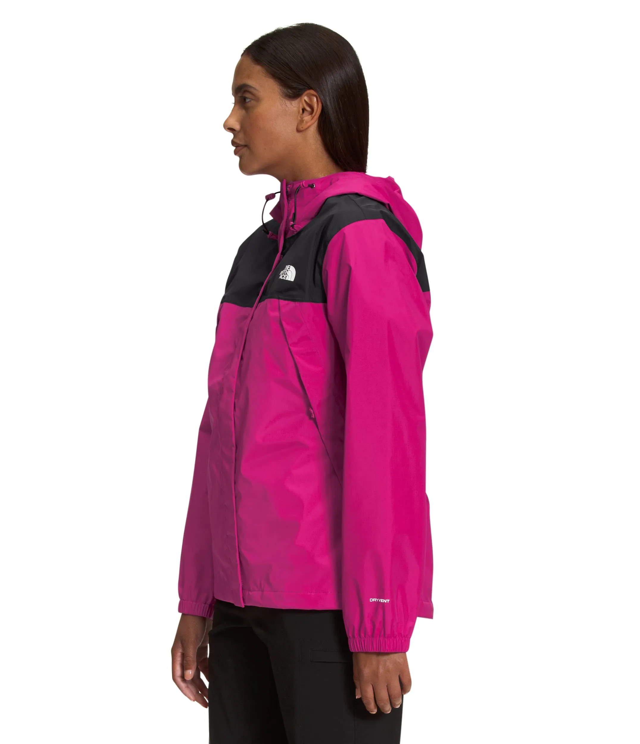 THE NORTH FACE Women's Waterproof Antora Jacket (Standard and Plus Size), TNF Black/Fuschia Pink, 3X