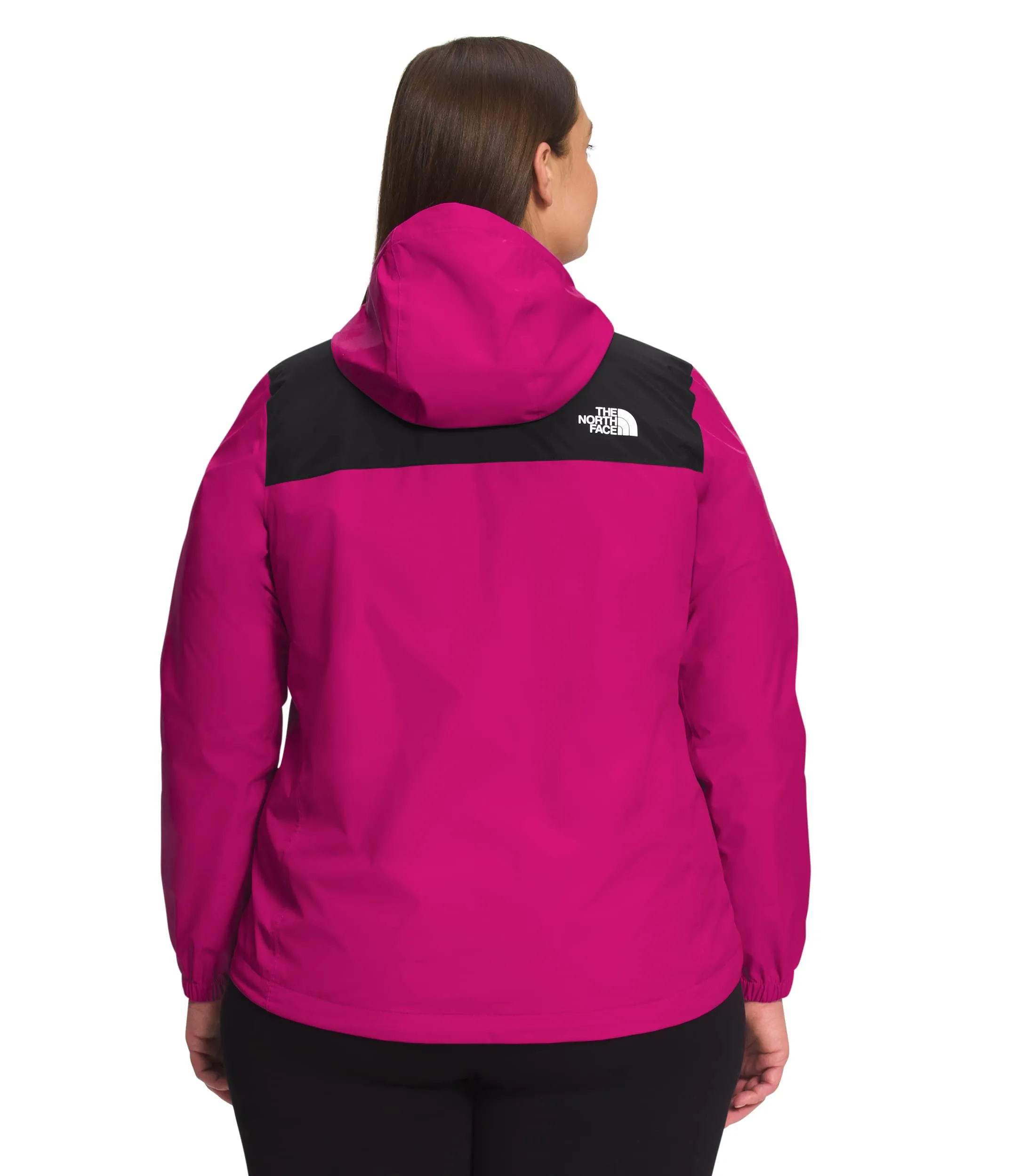 THE NORTH FACE Women's Waterproof Antora Jacket (Standard and Plus Size), TNF Black/Fuschia Pink, 3X