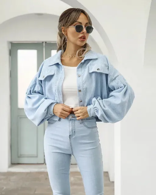 Toine | Dames Cord-Bomberjacke mit Laternenmütze