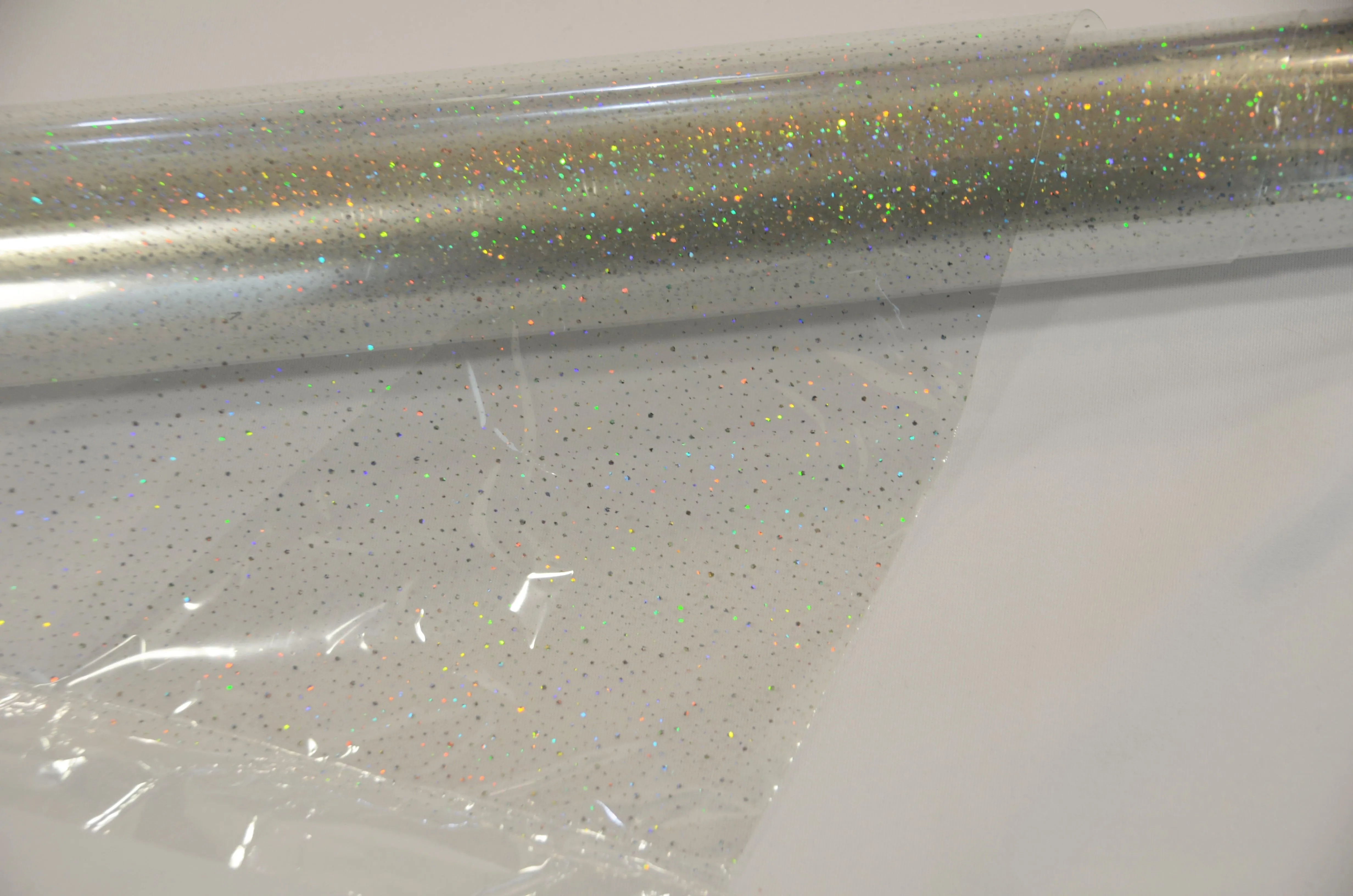 Transparent Glitter TPU Fabric | Holographic TPU Fabric Yard x 54" Wide | Rainbow & Waterproof TPU | Non Transparent | Soft Non Stretch