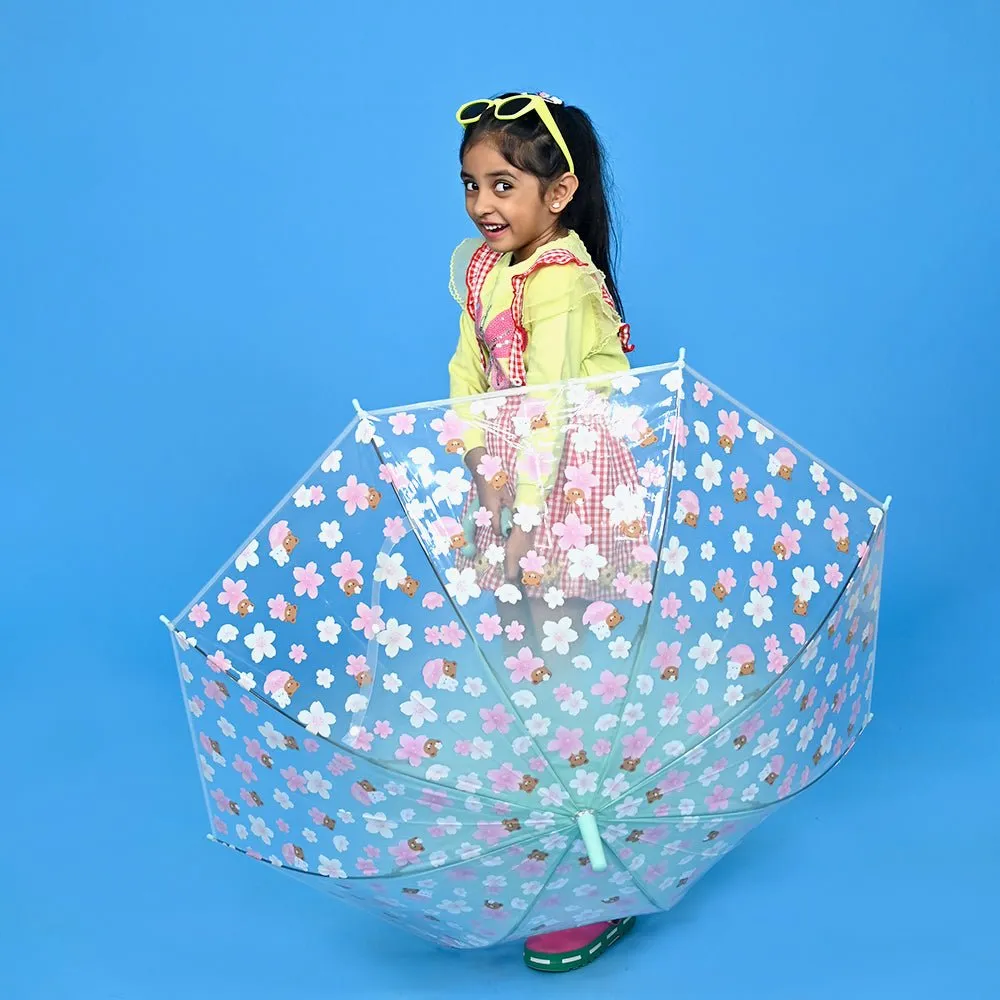 Transparent Green Bunny Umbrella for Kids