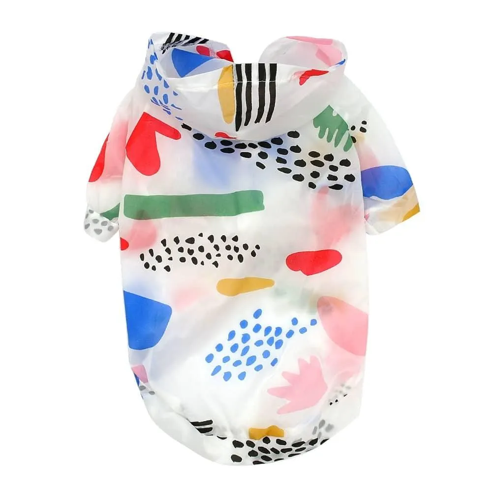 Transparent Patterned Small Dog Raincoat