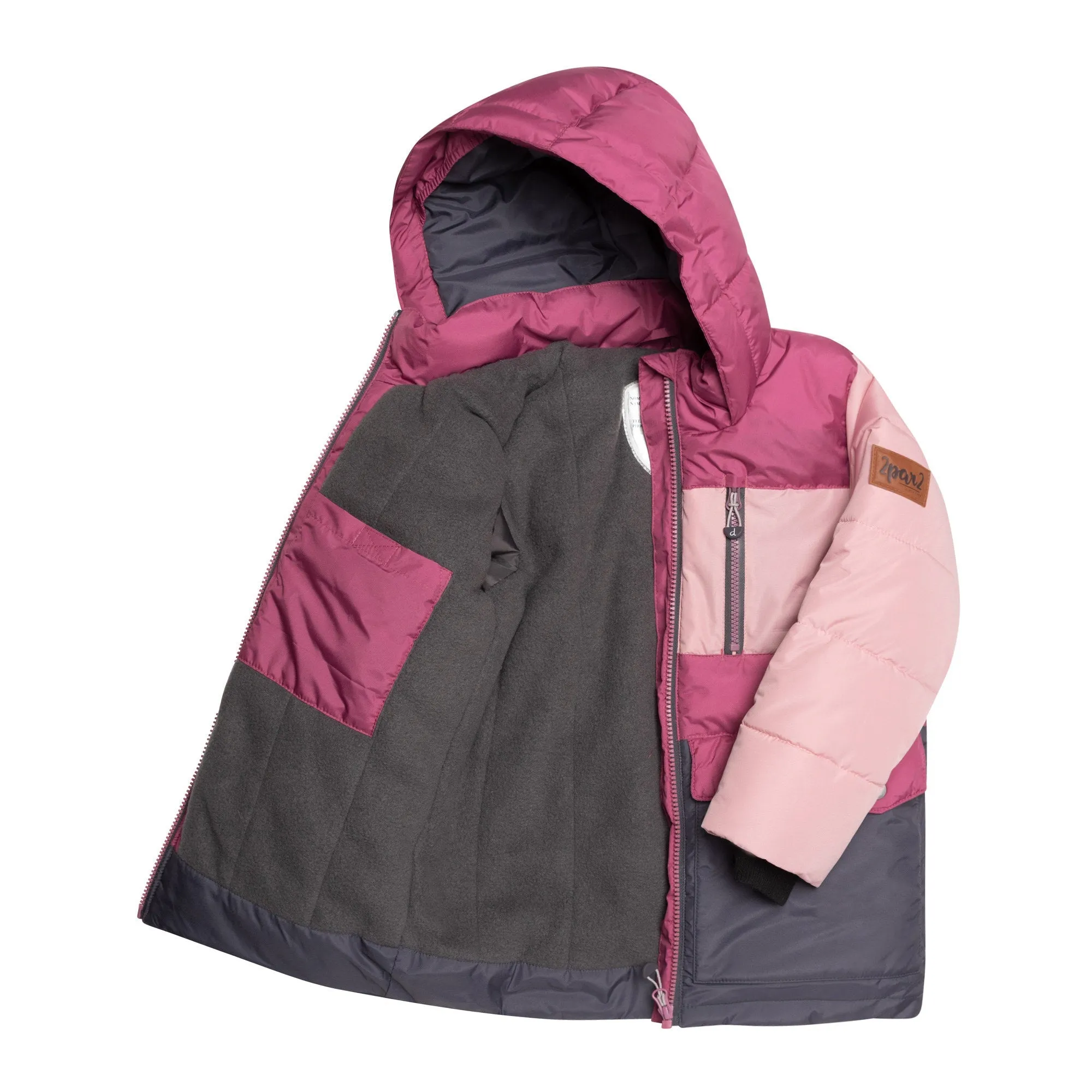 Tricolor Puffy Jacket Pink, Fuchsia And Dark Grey