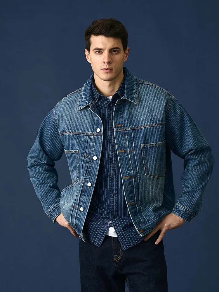 Vertical Striped Denim Jackets