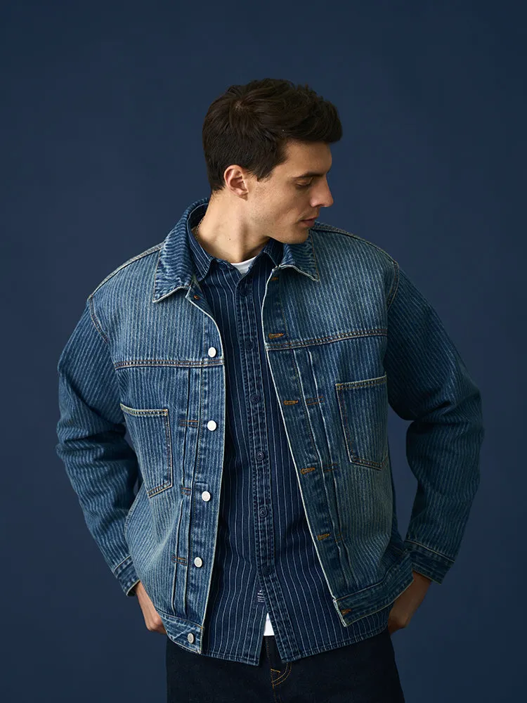 Vertical Striped Denim Jackets