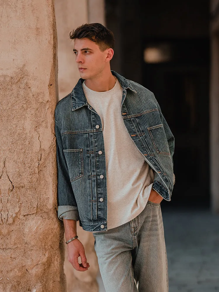 Vertical Striped Denim Jackets
