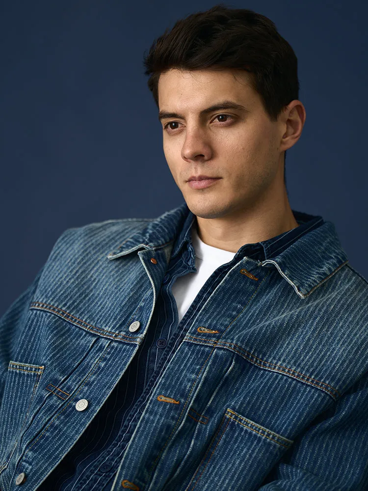 Vertical Striped Denim Jackets