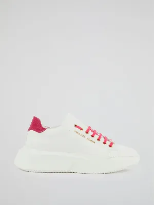 White Crystal Detail Platform Sneakers