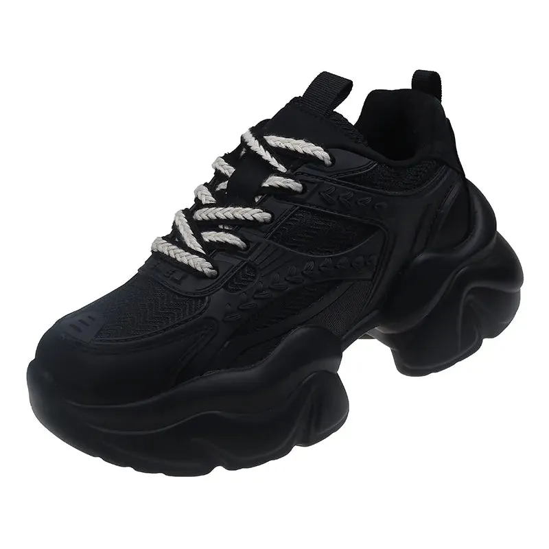 Women Sneakers Genuine leather Platform Sneakers Women Casual Shoes Chunky Sneaker 6CM Increase Designer Thick Sole Dad Shoes