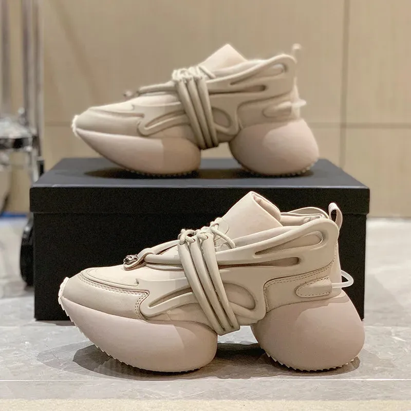 Women Sneakers Genuine leather Platform Sneakers Women Casual Shoes Chunky Sneaker 6CM Increase Designer Thick Sole Dad Shoes