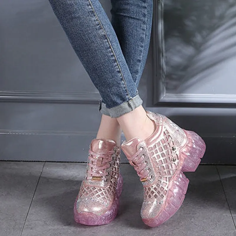 Women Sneakers Platform Bling Bling Crystal